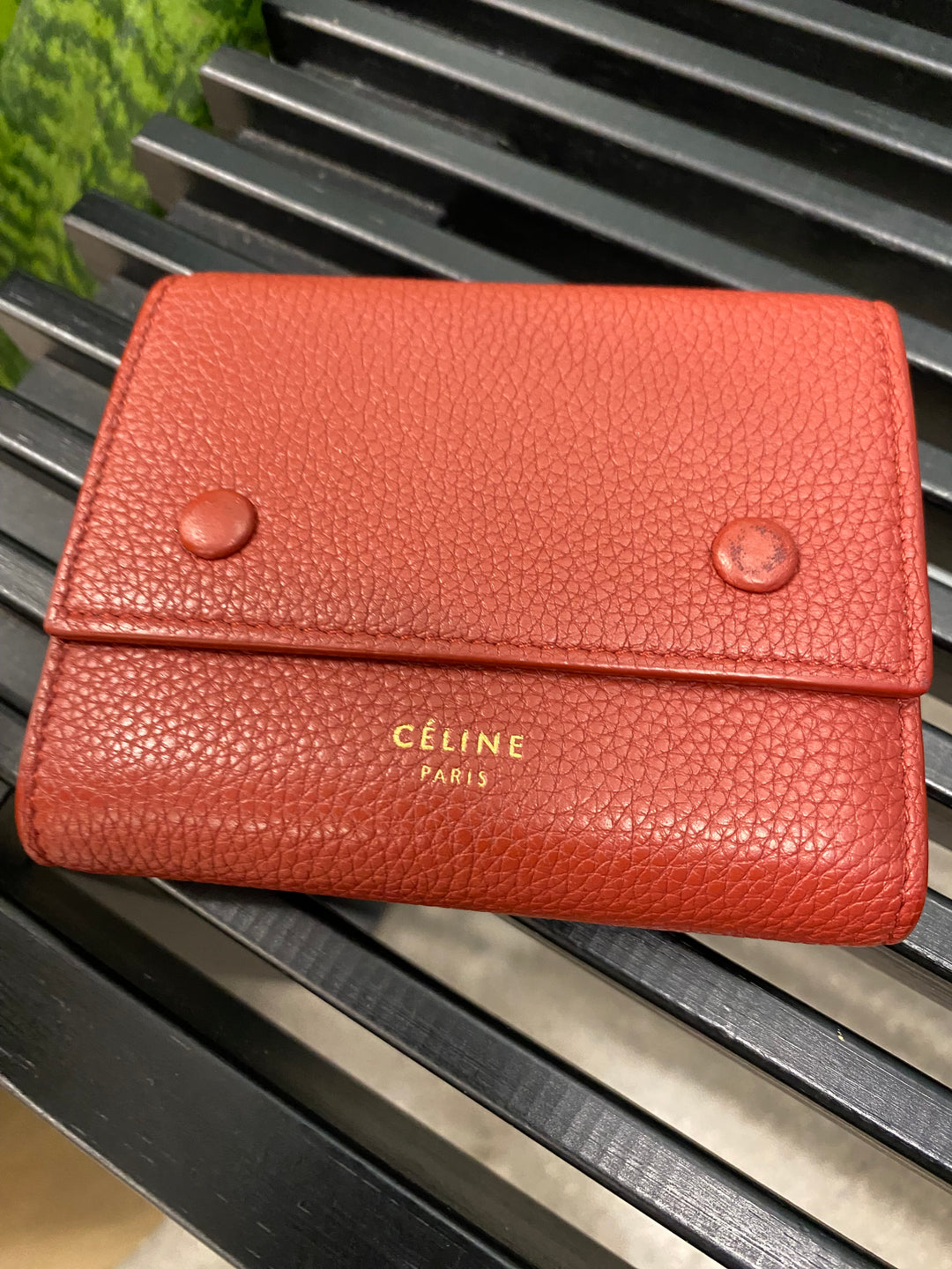 Celine Red Leather Compact Wallet (8509)