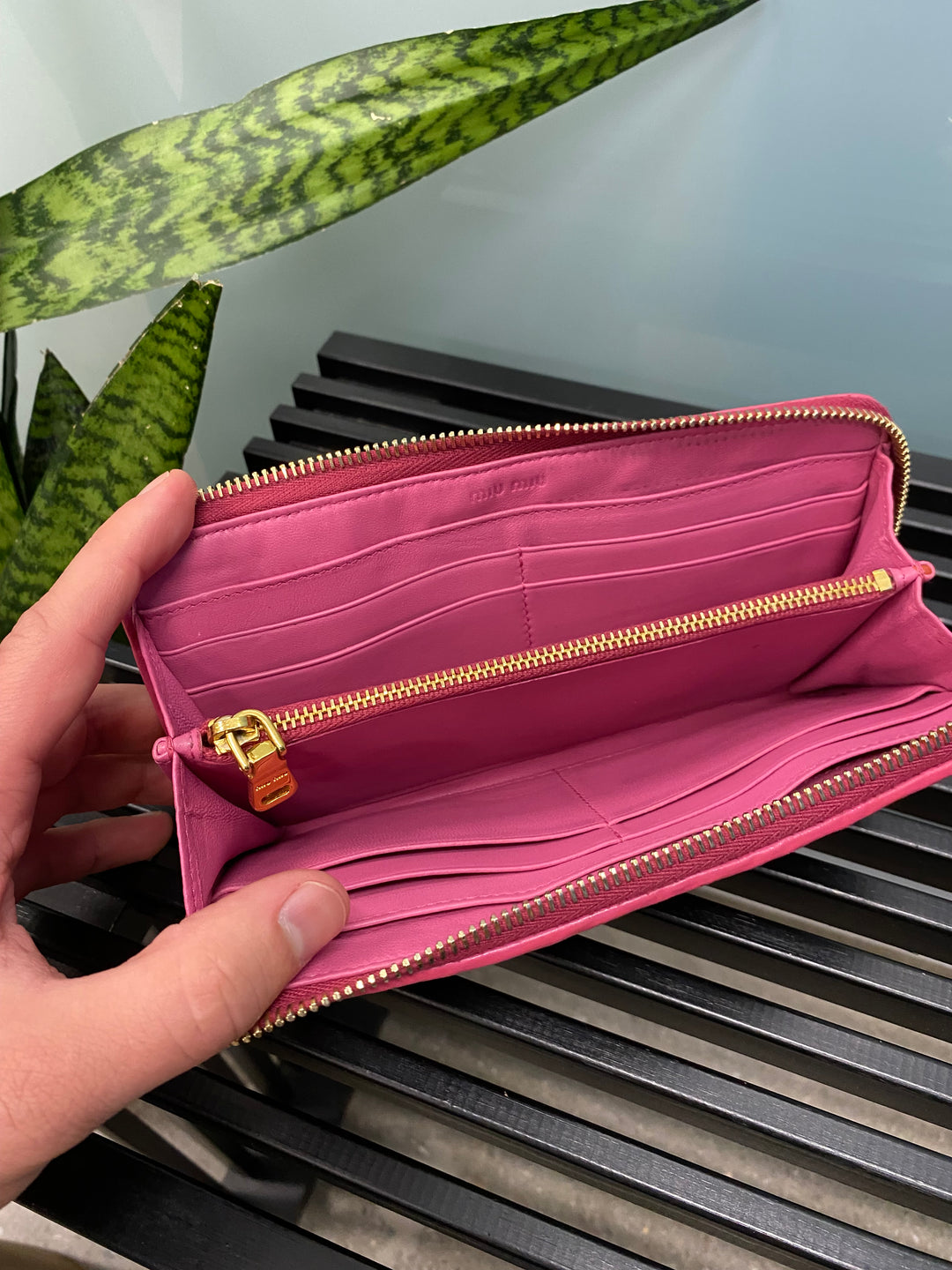 Miu Miu Pink Quilted L Zip Long Wallet (2189)