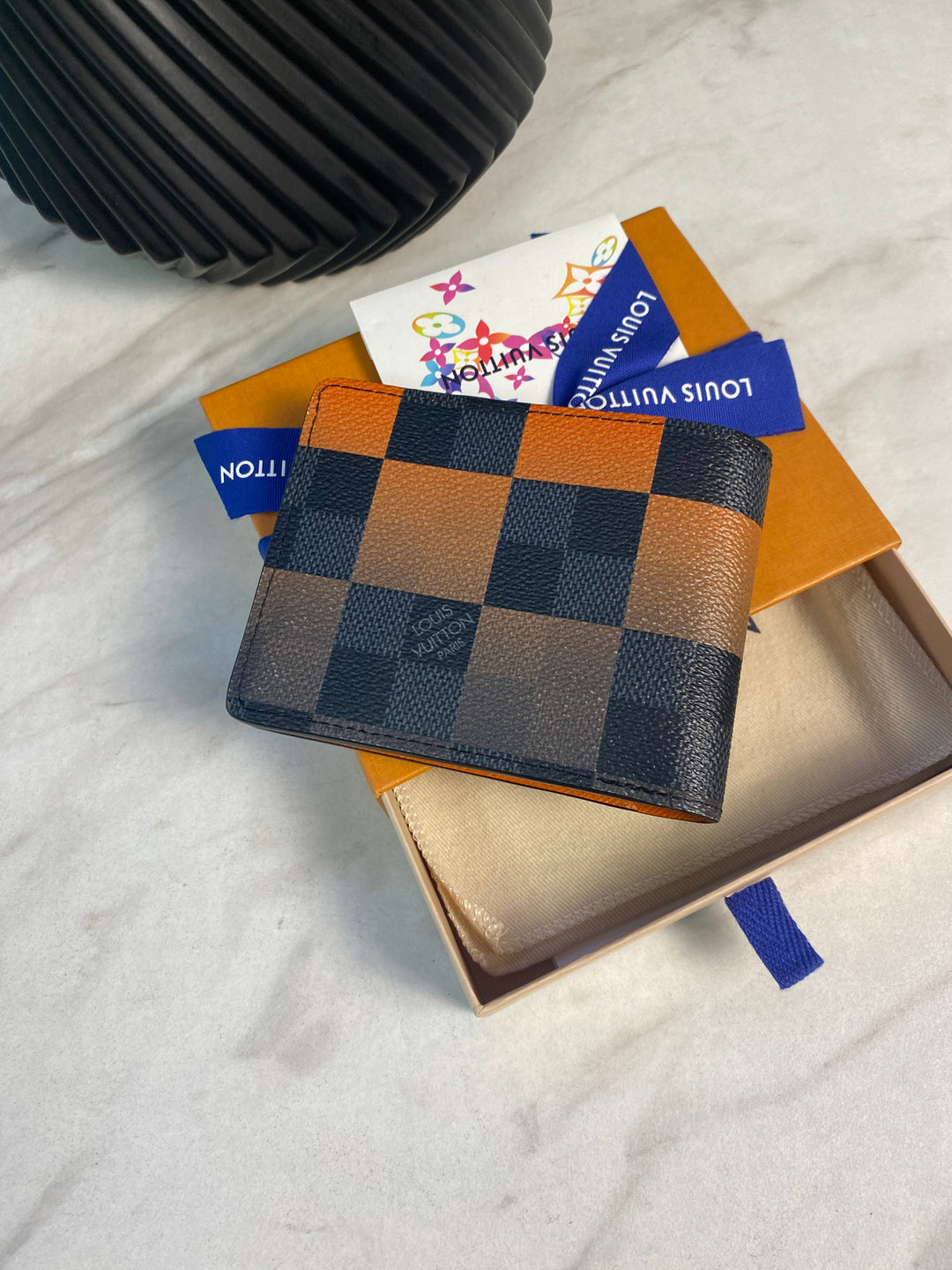 Louis Vuitton Damier Graphite Giant Orange Billfold Wallet (1358)