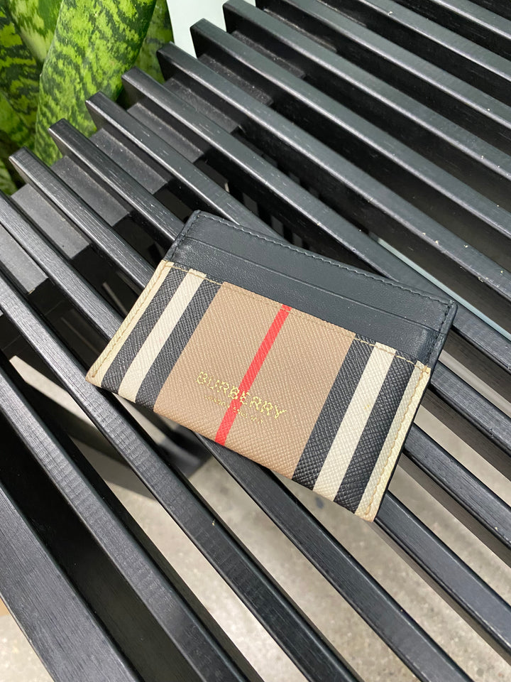 Burberry Striped Coated Canvas Card Holder (9323-1)