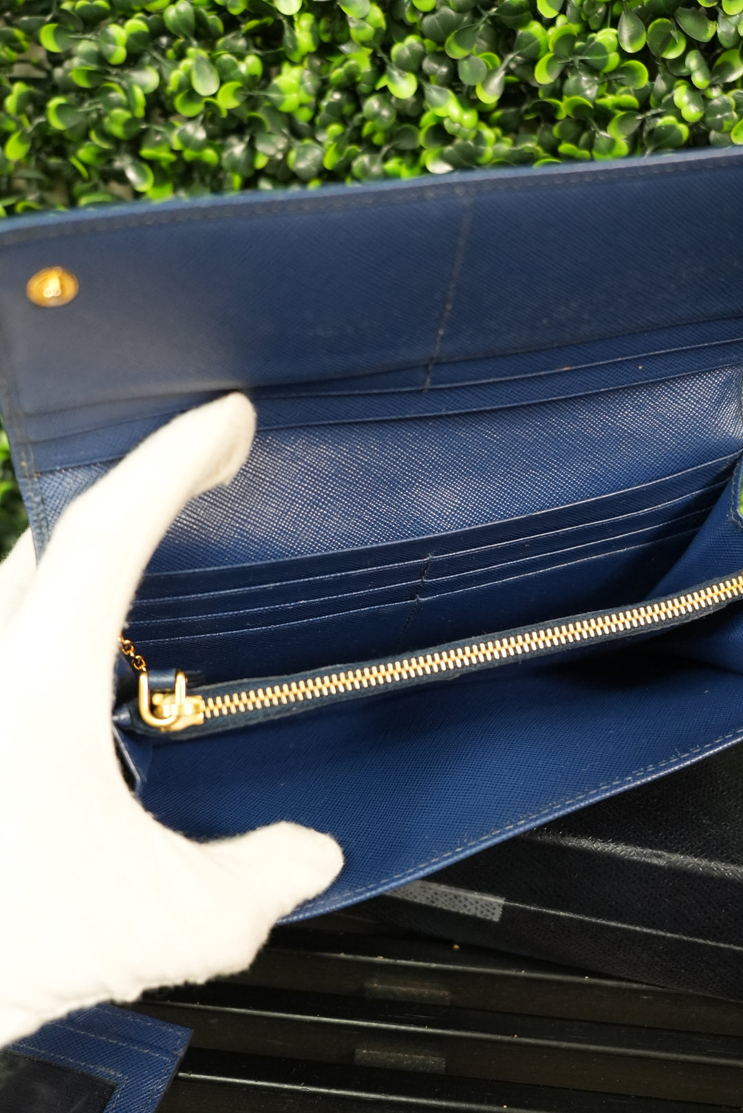 Prada Blue Saffiano Long Wallet (602)