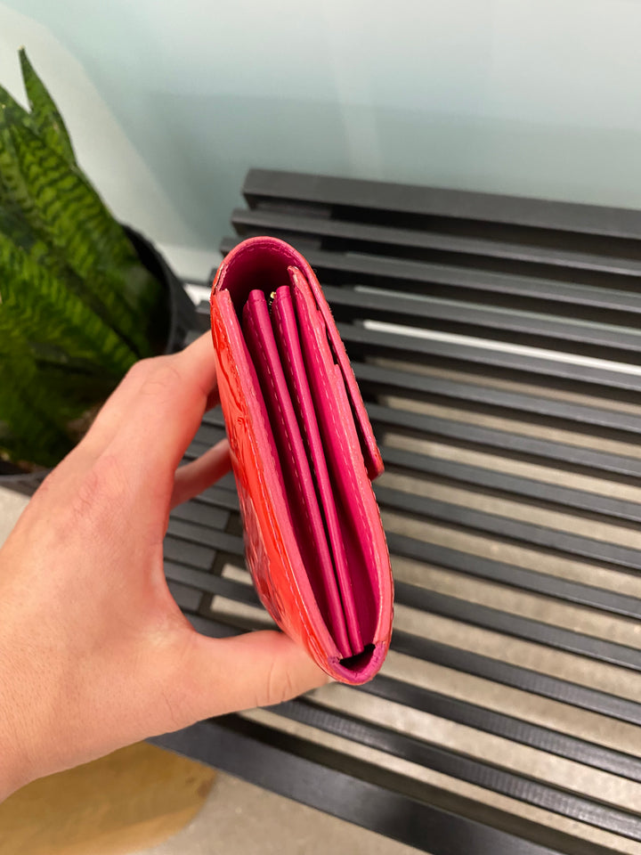 Louis Vuitton Red Vernis Sarah Long Wallet (2685)