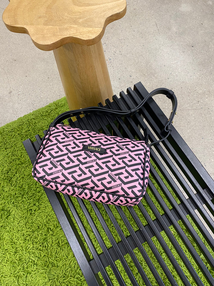 Versace Pink and Black La Greca Shoulder Bag (0731)